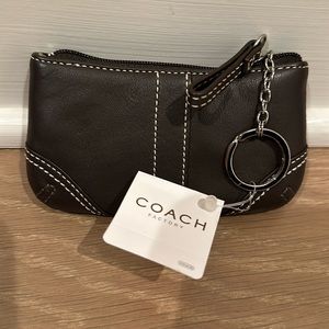 New with tags, brown leather coin purse with keychain